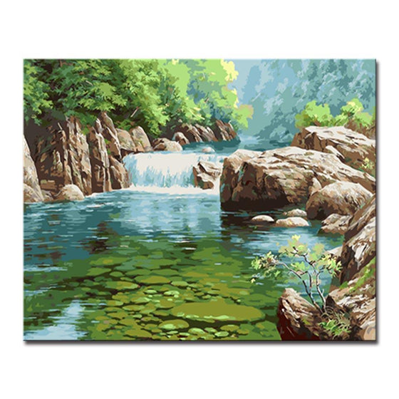 Forest Stream Flow Water - DIY Painting by Numbers Kit