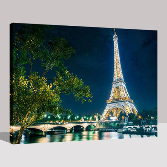 Paris Tower Under The Night View - DIY Painting by Numbers Kit