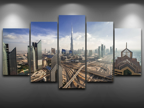 Dubai Burj Khalifa Downtown Aerial View Canvas Wall Art
