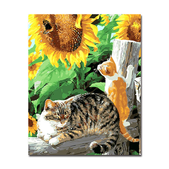 Sunflower Cat - DIY Painting by Numbers Kit