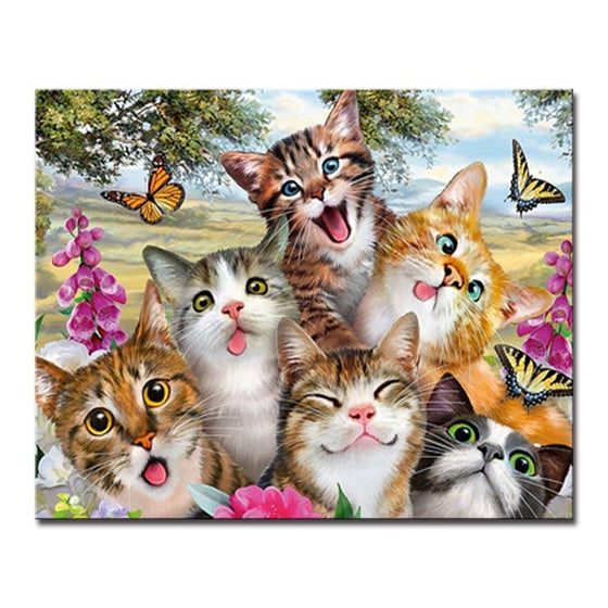 Cats And Butterflies - DIY Painting by Numbers Kit