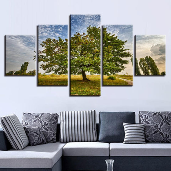 Green Trees And Blue Sky White Cloud Scenery Canvas Wall Art