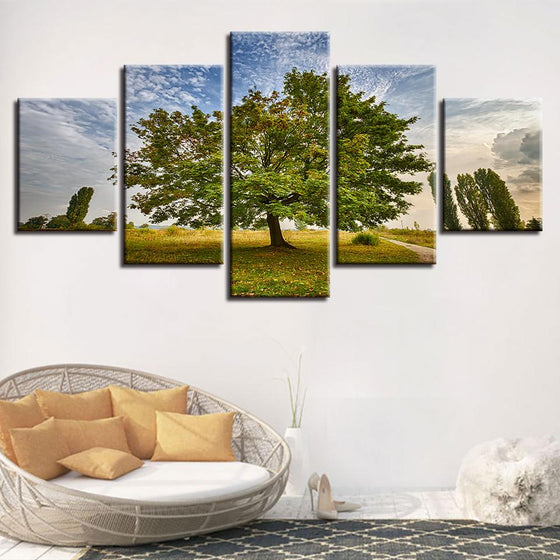 Green Trees And Blue Sky White Cloud Scenery Canvas Wall Art