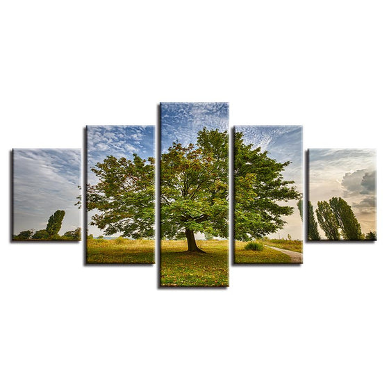 Green Trees And Blue Sky White Cloud Scenery Canvas Wall Art