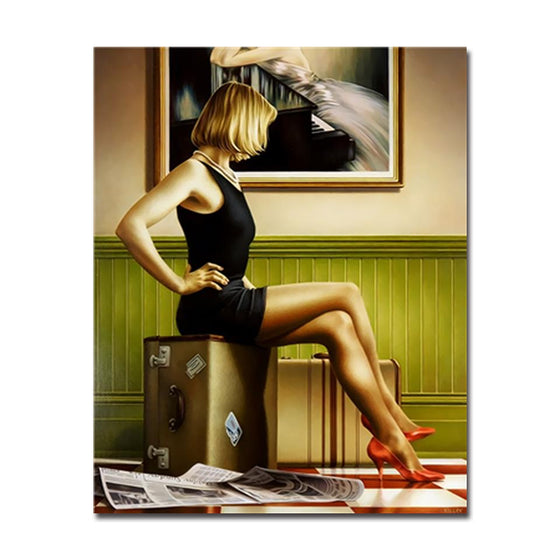 Sexy Girl In Black Dress - DIY Painting by Numbers Kit
