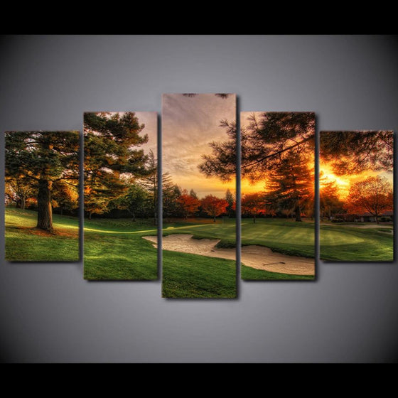 Golf Course Sunset Canvas Wall Art