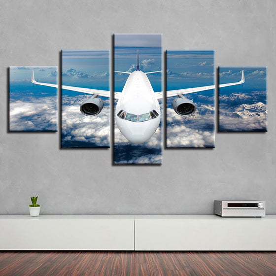 Blue Sky White Cloud Plane Scenery Canvas Wall Art