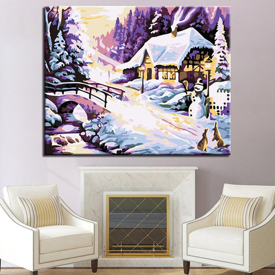 Romantic Winter Snow Scene - DIY Painting by Numbers Kit