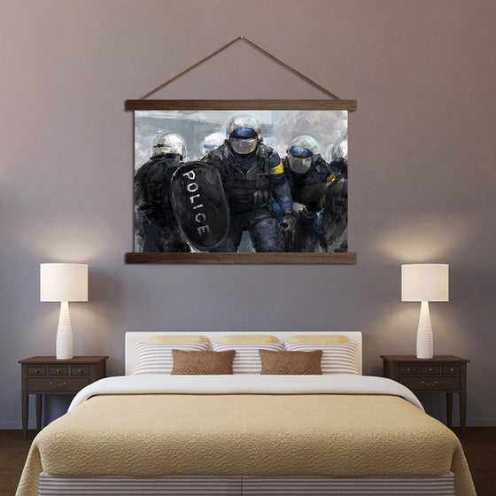 Police Officer Blocking - Canvas Scroll Wall Art Bedroom
