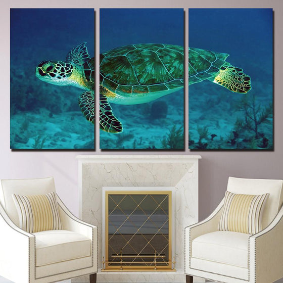 Turtle Underwater Canvas Wall Art