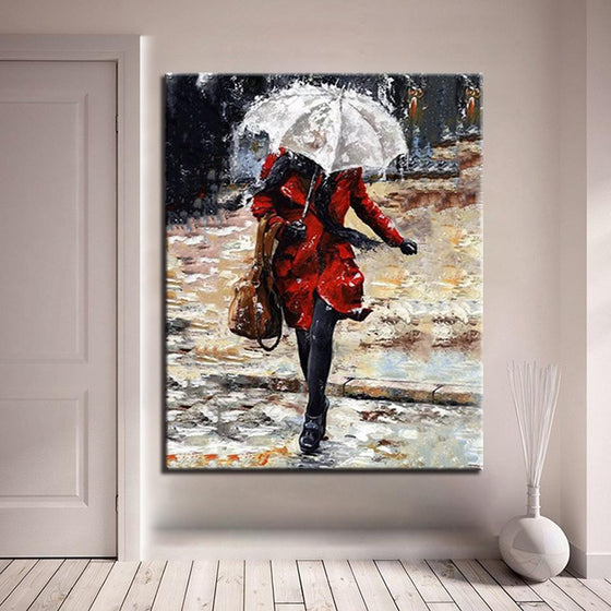 Woman In The Rain With Umbrella - DIY Painting by Numbers Kit