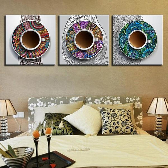 Abstract Coffee Cups Canvas Wall Art Bedroom