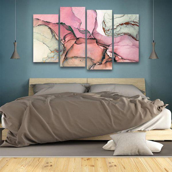 Shades Of Pink 4 Panels Canvas Wall Art Bedroom