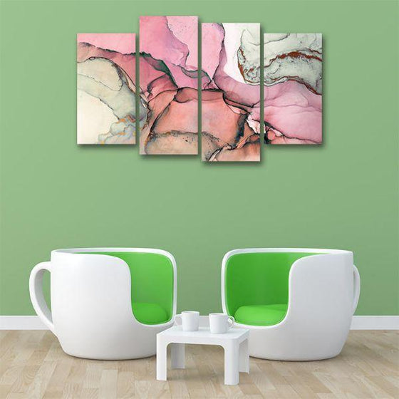 Shades Of Pink 4 Panels Canvas Wall Art Office