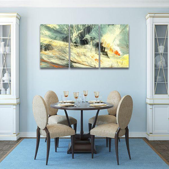Abstract Mix Colors 3 Panels Canvas Wall Art Dining Room