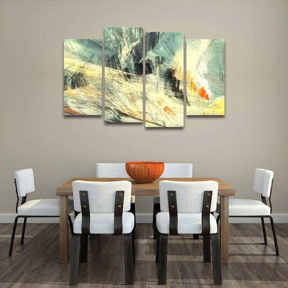 Abstract Mix Colors 4 Panels Canvas Wall Art Dining Room