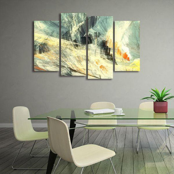 Abstract Mix Colors 4 Panels Canvas Wall Art Office Room