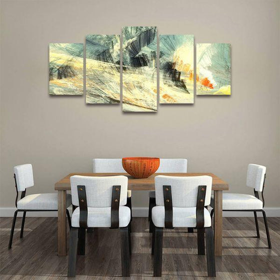 Abstract Mix Colors 5 Panels Canvas Wall Art Dining Room
