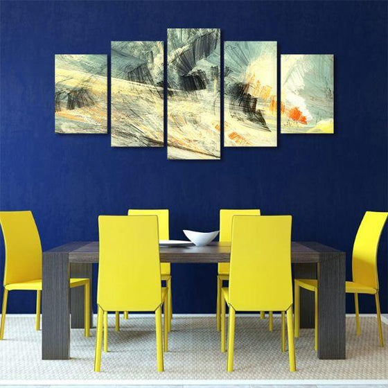 Abstract Mix Colors 5 Panels Canvas Wall Art Office
