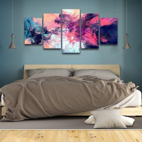 Abstract Pastel Hues 5 Panels Canvas Wall Art Bed Room
