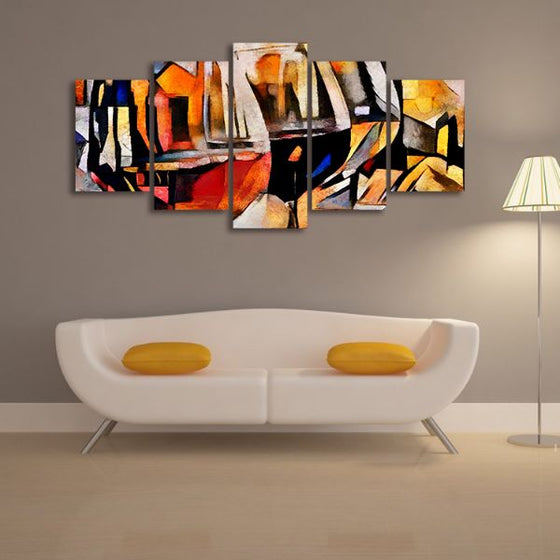 Contemporary Wine Glasses 5 Panels Canvas Wall Art Prints