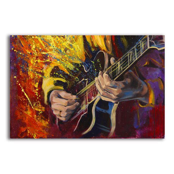 Colorful Acoustic Guitar 1 Panel Canvas Wall Art