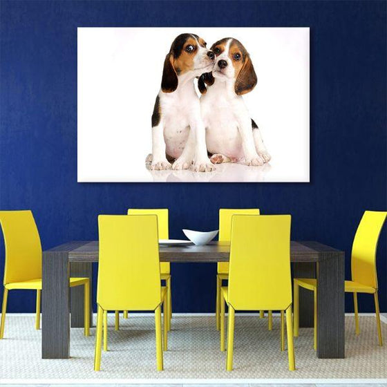 Pair Of Beagle Dogs Canvas Wall Art Dining Room