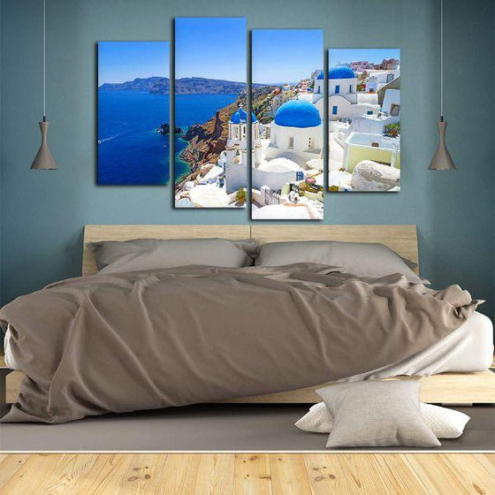 Aegean Sea & Santorini View Canvas Wall Art Bedroom