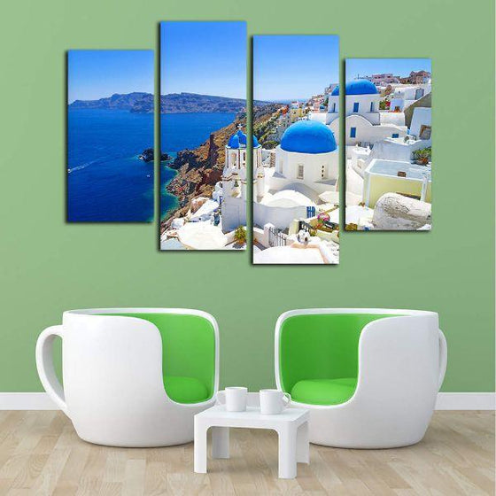 Aegean Sea & Santorini View Canvas Wall Art Living Room