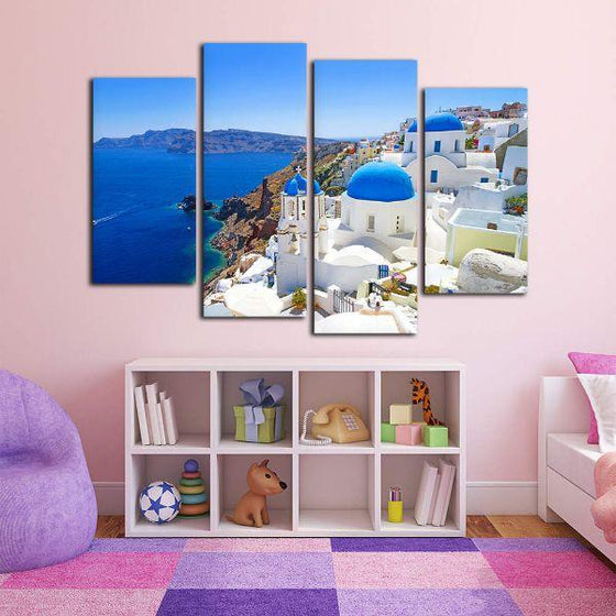 Aegean Sea & Santorini View Canvas Wall Art Nursery