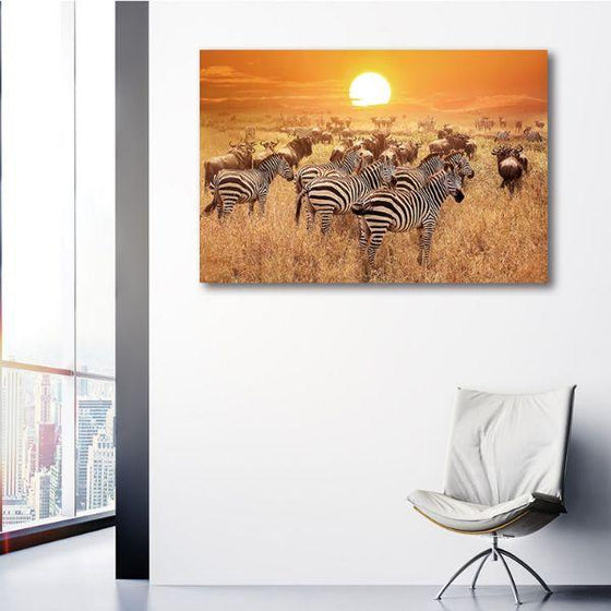 African Zebras 1 Panel Canvas Wall Art Decor