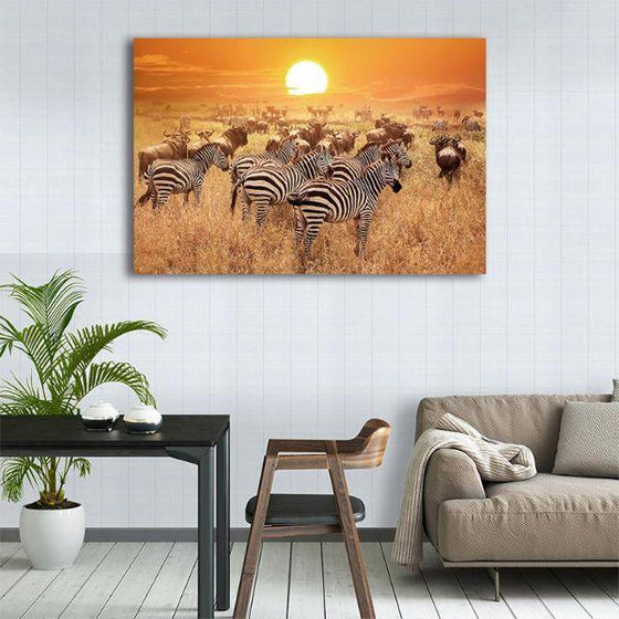 African Zebras 1 Panel Canvas Wall Art Kitchen