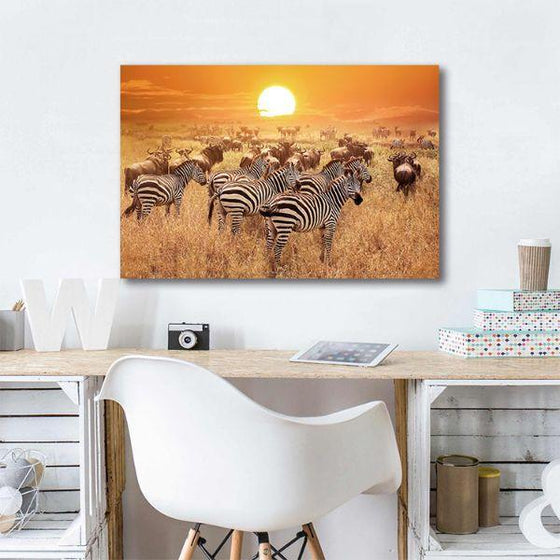 African Zebras 1 Panel Canvas Wall Art Office