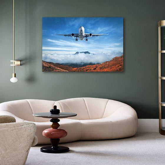 Airplane And Mountains Canvas Wall Art Bedroom