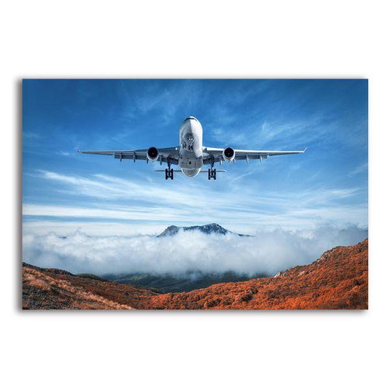 Airplane And Mountains Canvas Wall Art
