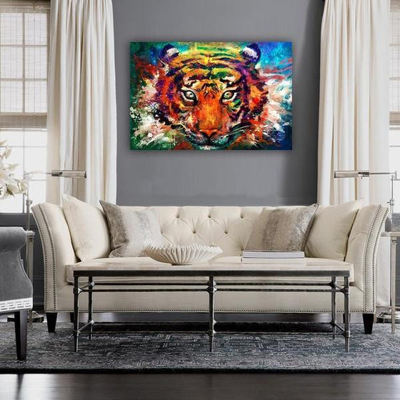 Alluring Colorful Tiger Canvas Wall Art Living Room