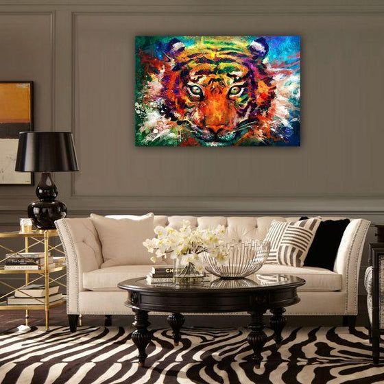 Alluring Colorful Tiger Canvas Wall Art Print