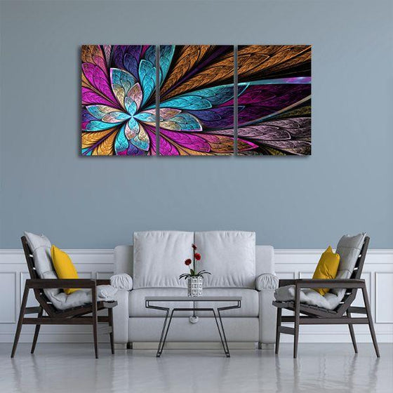 Alluring Fractal Flower 3 Panels Canvas Wall Art Living Room
