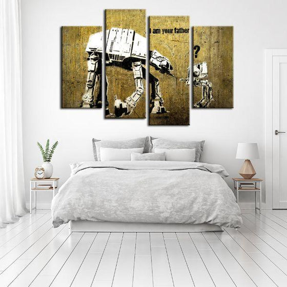 Am I Your Father By Banksy 4 Panels Canvas Wall Art Bedroom