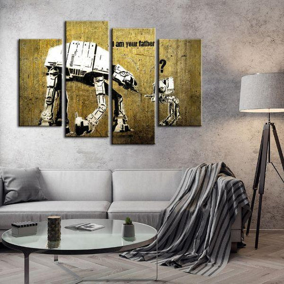Am I Your Father By Banksy 4 Panels Canvas Wall Art Living Room