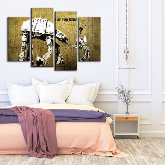Am I Your Father By Banksy 4 Panels Canvas Wall Art Set