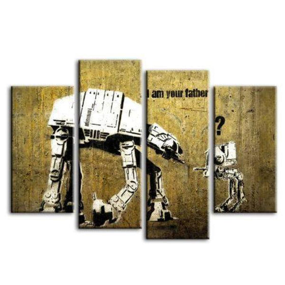 Am I Your Father By Banksy 4 Panels Canvas Wall Art