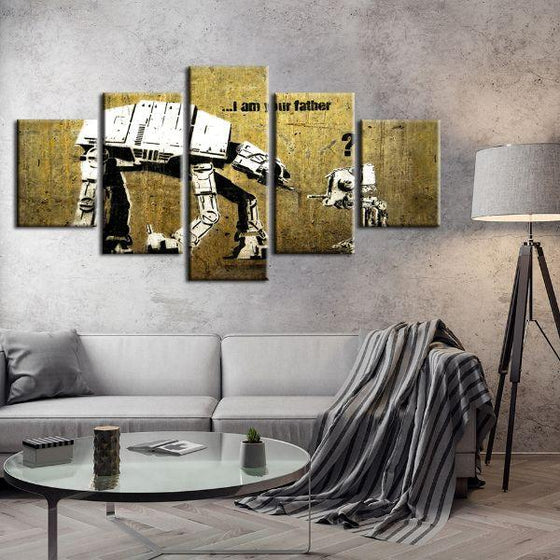 Am I Your Father By Banksy 5 Panels Canvas Wall Art Living Room