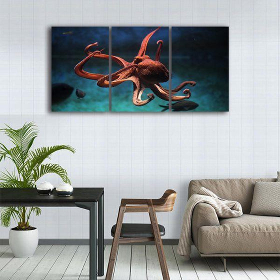 Amazing Octopus Canvas Wall Art 3 Panels
