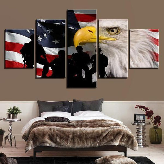 American Flag Wall Art Wood Canvas