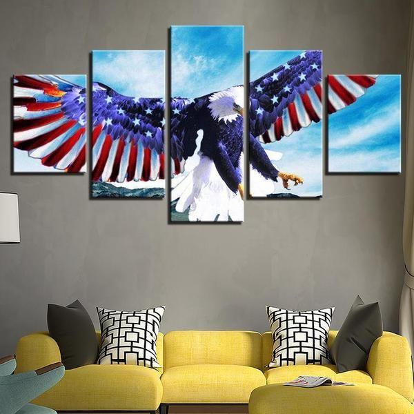 American Flag Eagle Spreads Its Wings with USA Flag Canvas Prints Wall –  UnixCanvas