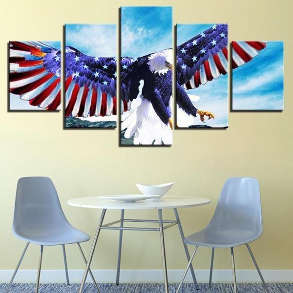 American Flag Eagle Spreads Its Wings with USA Flag Canvas Prints Wall –  UnixCanvas