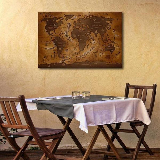 Antique World Map Canvas Wall Art Dining Room
