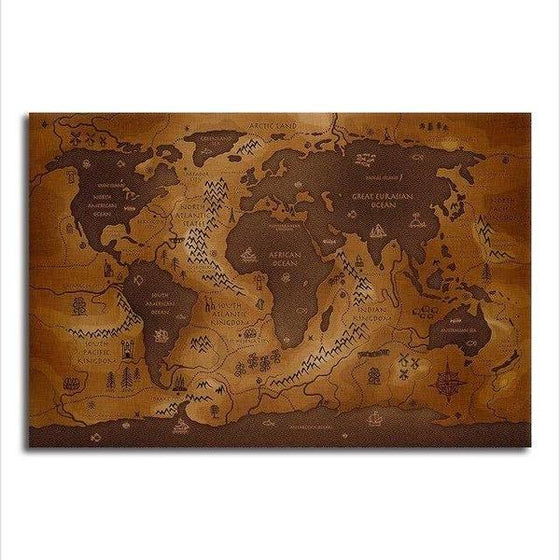 Antique World Map Canvas Wall Art