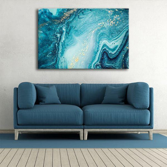 Aquatic Hues Abstract 1 Panel Canvas Wall Art Decor